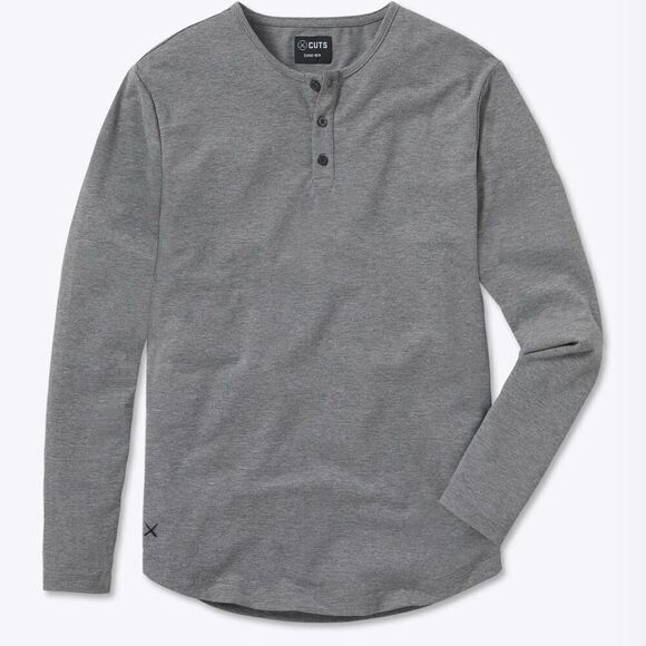 AO Long Sleeve Henley Curve-Hem - Picture 1 of 4